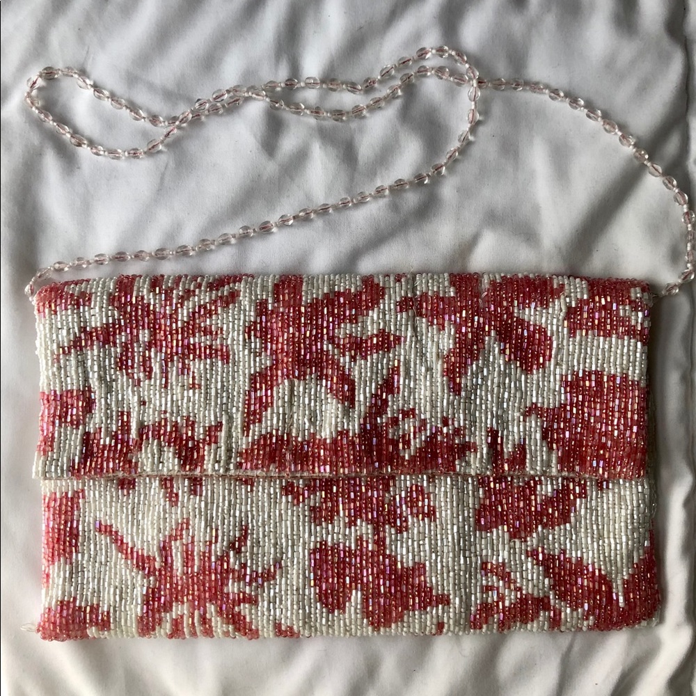 Moyna coral beaded clutch